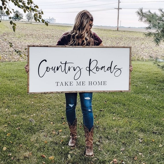 Country Roads Take Me Home Sign, Framed Wood | Etsy (US)