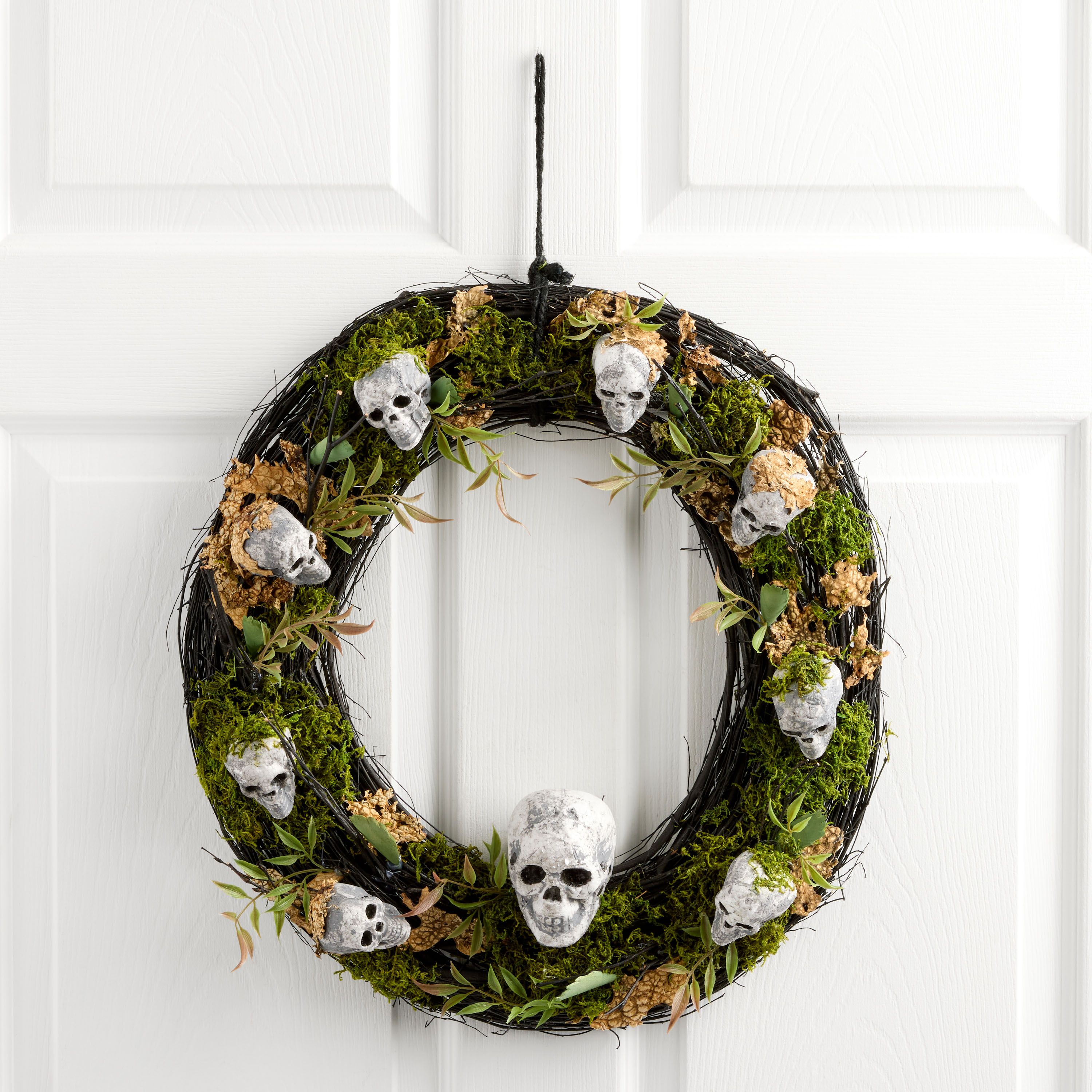 Faux Greenery and Skulls Halloween Wreath | World Market