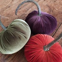 Medium Velvet Pumpkin With Real Pumpkin Stem-Rustic-Homemade-Farmhouse | Etsy (US)