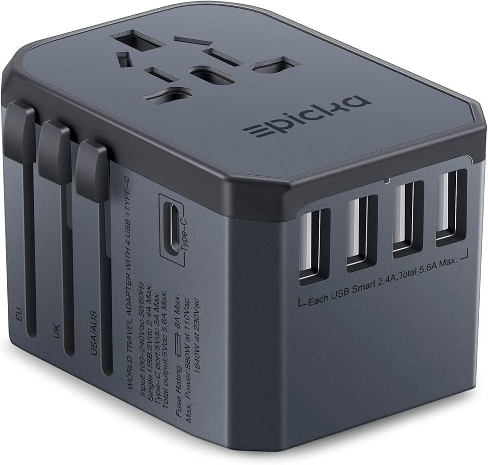 EPICKA Universal Travel Adapter One International Wall Charger AC Plug Adaptor with 5.6A Smart Po... | Amazon (US)