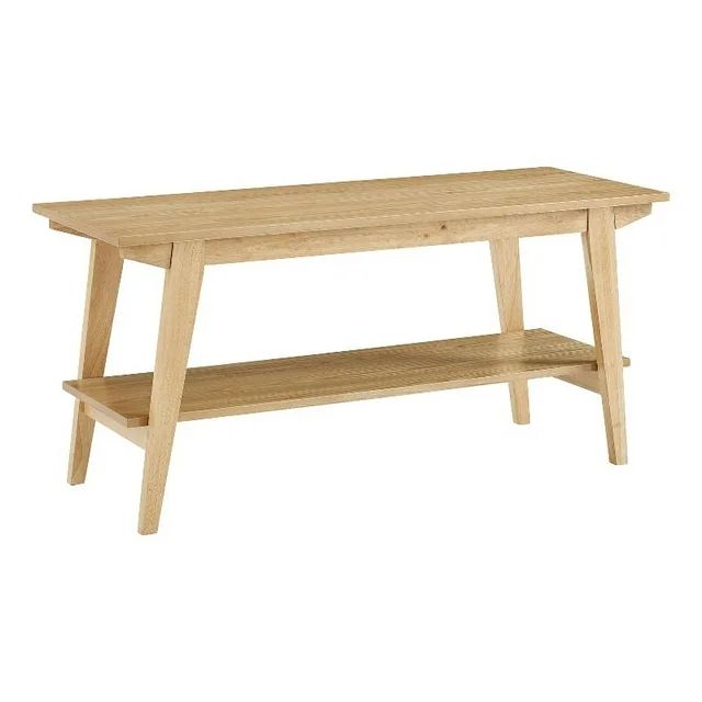 Minimalist Solid Wood Bench with Shelf - English Oak | Walmart (US)