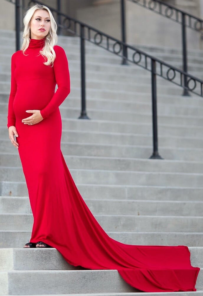 Turtleneck Maternity Gown with Train - Sexy Mama Maternity | Sexy Mama Maternity