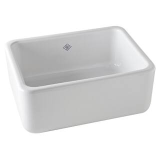 Lancaster Farmhouse/Apron-Front Fireclay 24 in. Single Bowl Kitchen Sink in White | The Home Depot