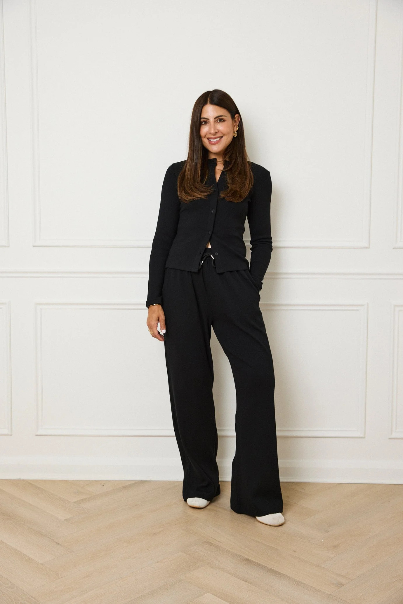 RIBBED BUTTON THROUGH TOP - BLACK | WAT The Brand