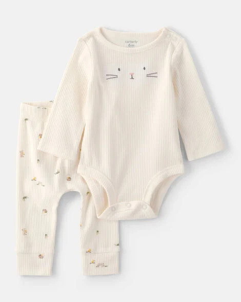 Carter's Baby Boys 2-Piece Easter Bunny Rib Tee & Pant Set - Cream NB Cream | Carter's Inc