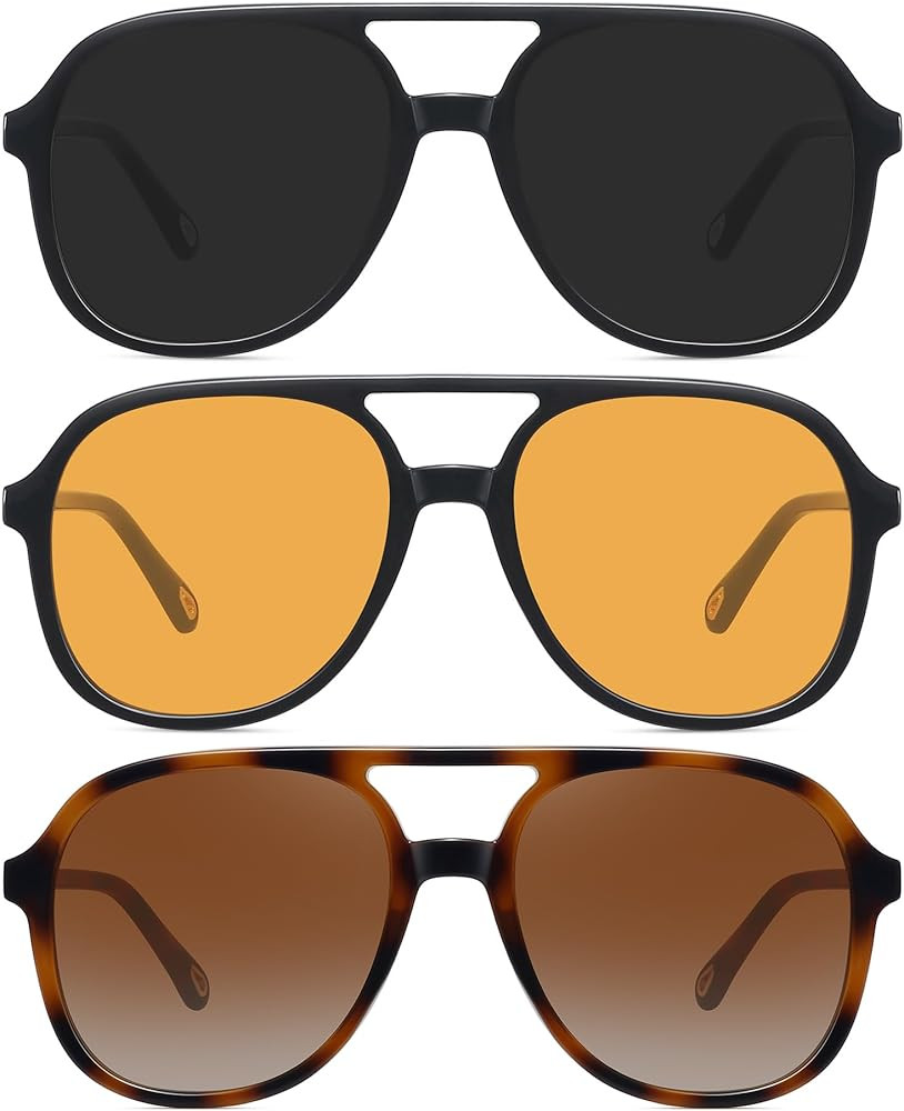 MEETSUN Retro Oversized Aviator Sunglasses for Women Men Trendy 70s 80s Vintage Square Aviators 3... | Amazon (US)
