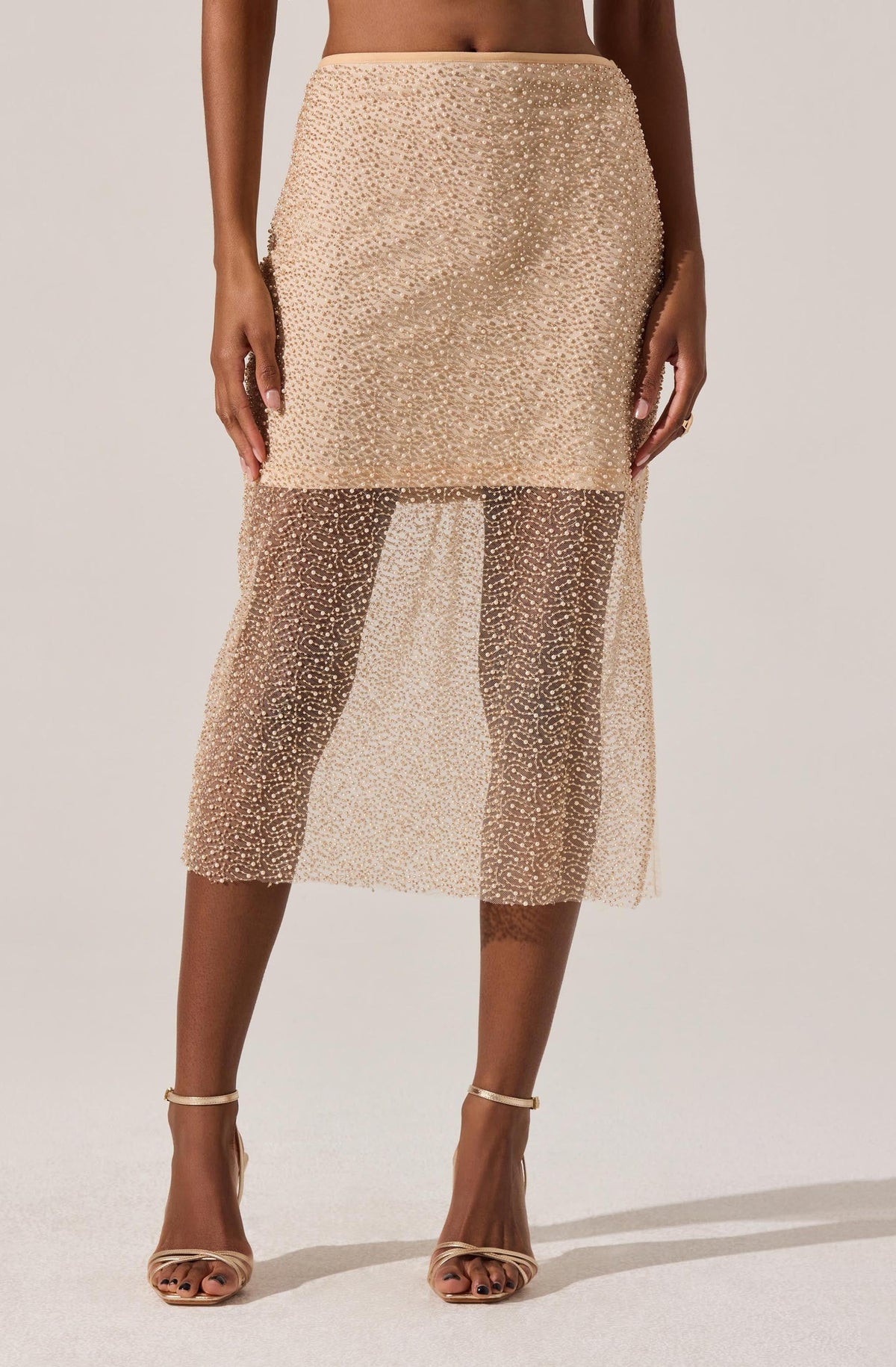 Messina Pearl Embellished Midi Skirt | ASTR The Label (US)