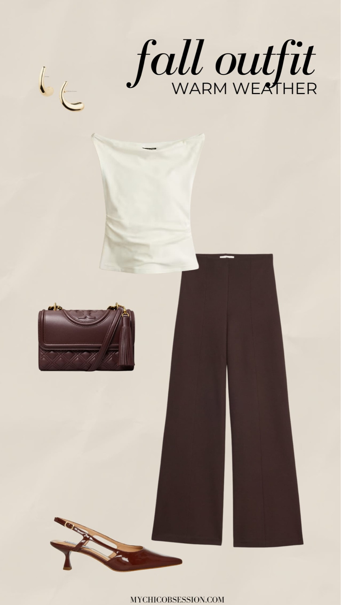 Elevate your fall wardrobe with this sophisticated ensemble that’s perfect for warmer weather – while still keeping fall color in mind. The wide-leg pants are both comfortable and chic, offering a flattering fit that pairs beautifully with the off-the-shoulder top. This combination creates a polished, chic look that’s ideal for a variety of occasions, from special occasions and work events to an elegant dinner date. 

#LTKStyleTip #LTKShoeCrush #LTKSeasonal