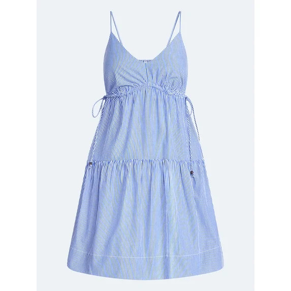 Free Assembly Women's Tiered Sleeveless Cotton Mini Dress with Side Ties, Sizes XS-XXL | Walmart (US)