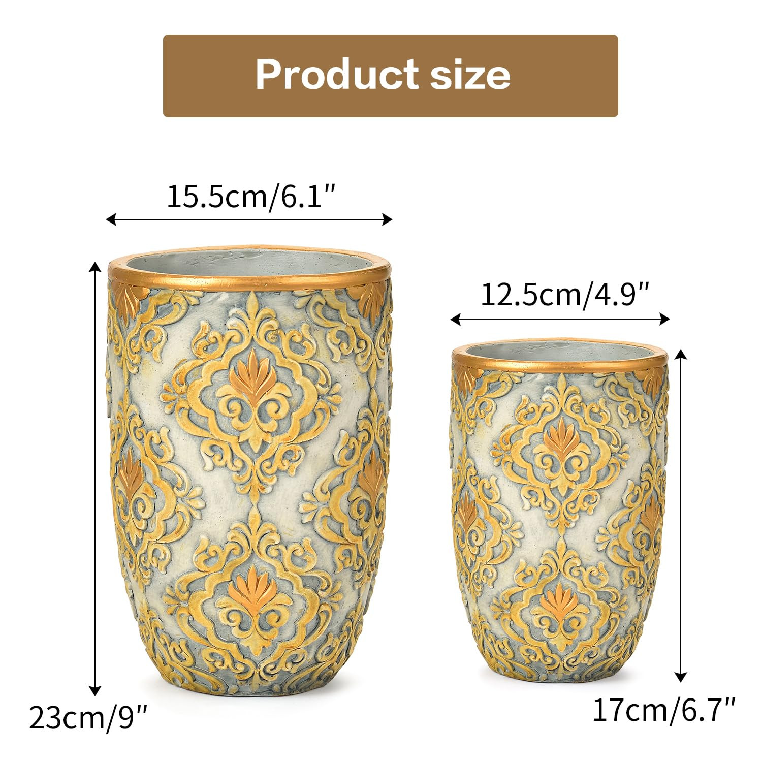 Sungmor Cement Planter Succulent Pots, Set of 2 Concrete Cactus Plant Pot with Drainage Hole, Emb... | Amazon (US)