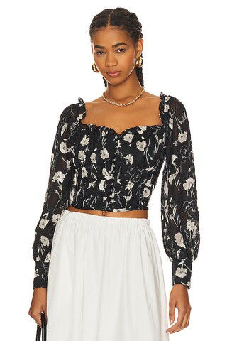 ASTR the Label Amber Top in Black & Cream Floral from Revolve.com | Revolve Clothing (Global)