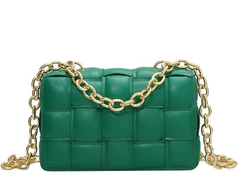 Woven Design Chain Crossbody Handbag Purse for Women, Small Shoulder Messenger Bag Clutch Purses | Amazon (US)