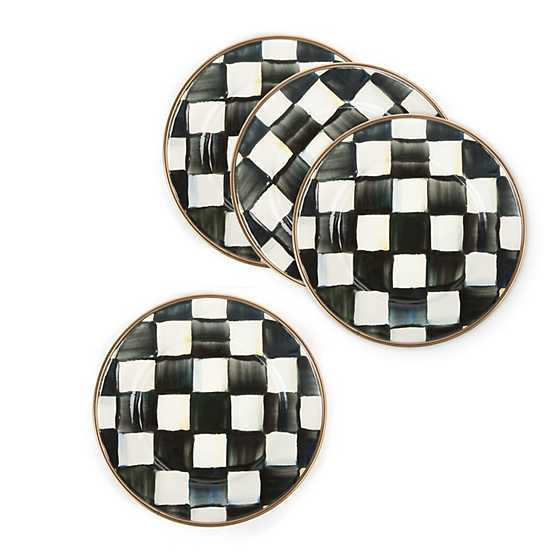 Courtly Check Enamel Canape Plates - Set of 4 | MacKenzie-Childs
