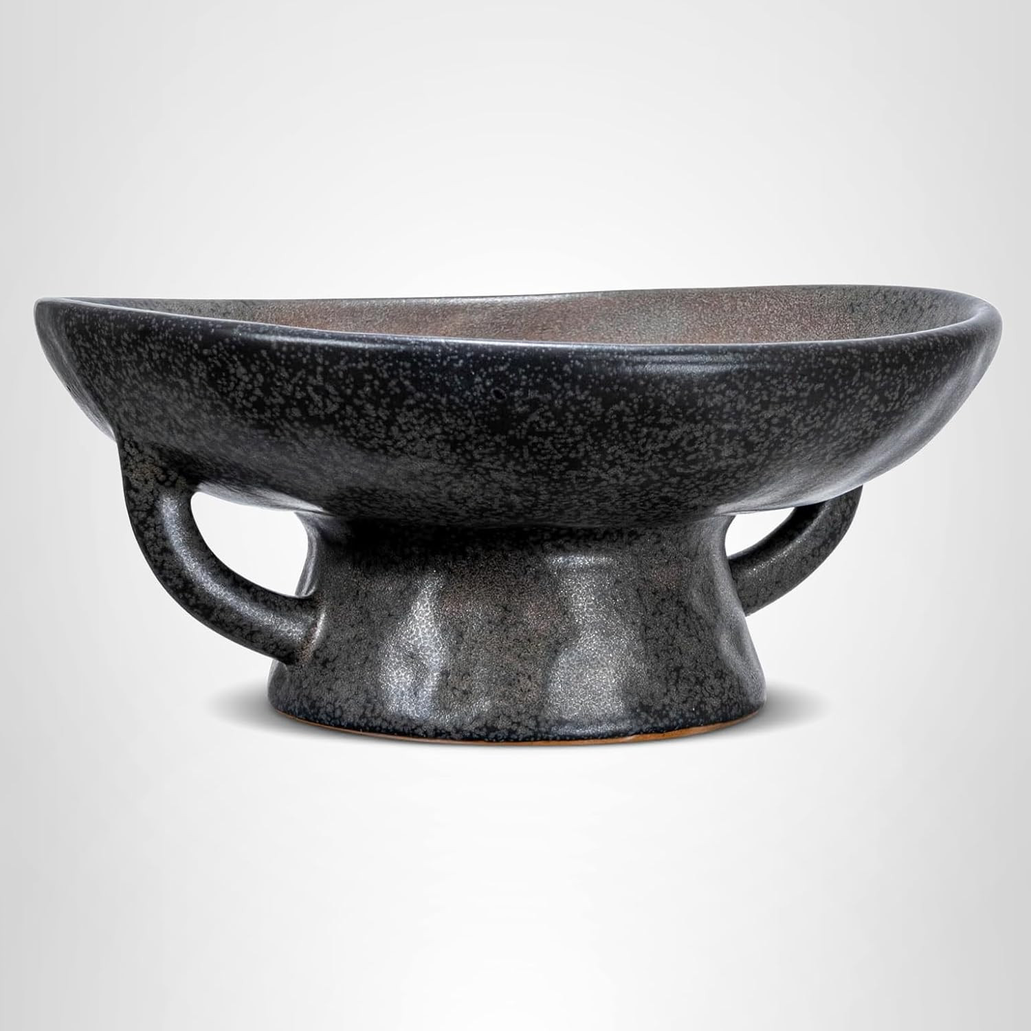 Creative Co-Op Stoneware Bowl with Handle and Base, Black Reactive Glaze | Amazon (US)