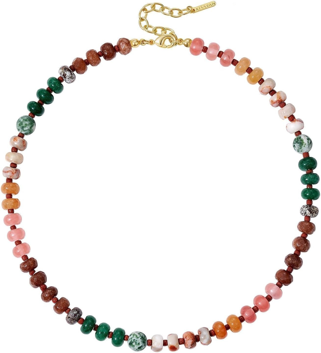 KissYan Beaded Necklaces for Women, Gemstone Bead Handmade Choker | Amazon (US)
