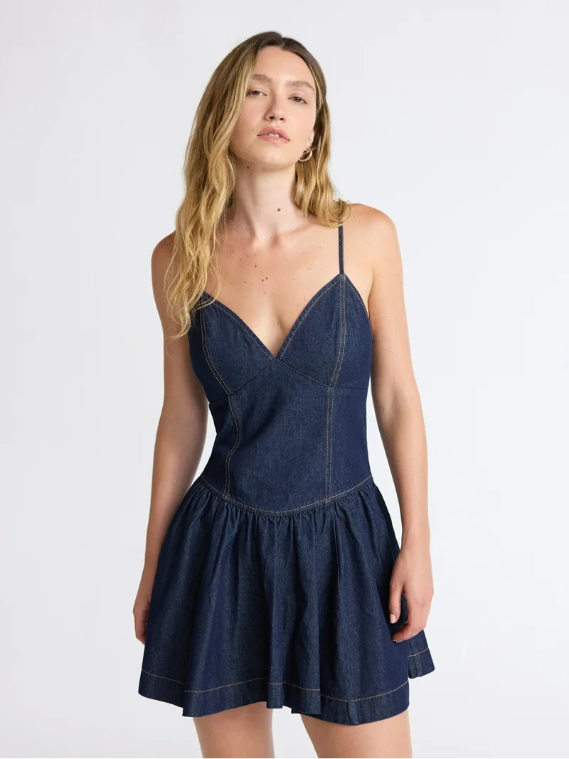 Scoop Women's Denim Corset Mini Dress, Sizes 0-18 | Walmart (US)