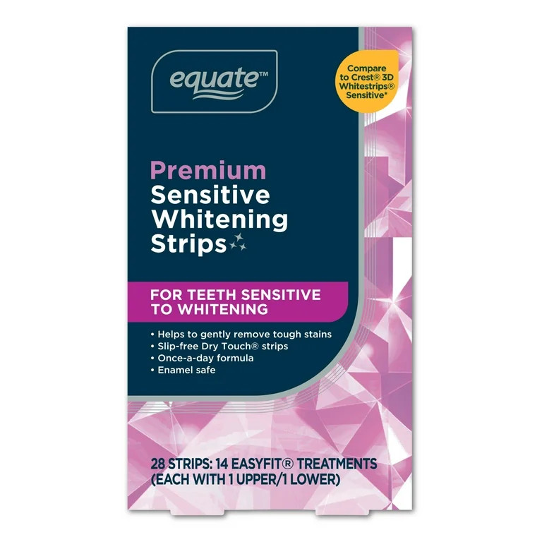 Equate Premium Sensitive Teeth Whitening Strips, 14 EasyFit Treatments, Enamel Safe | Walmart (US)