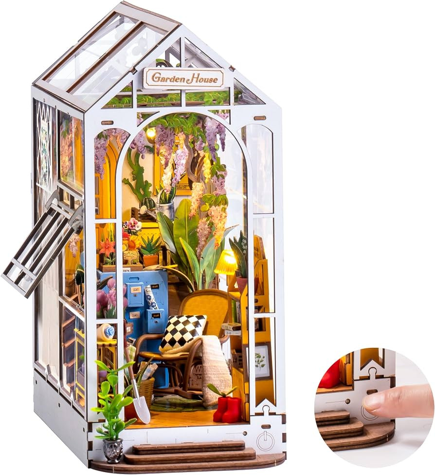 Amazon.com: ROBOTIME Book Nook Kit DIY Miniature House with LED Light Booknook Bookshelf Insert D... | Amazon (US)