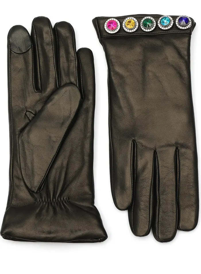 Kurt Geiger London Rainbow Crystal Leather Gloves | Nordstromrack | Nordstrom Rack