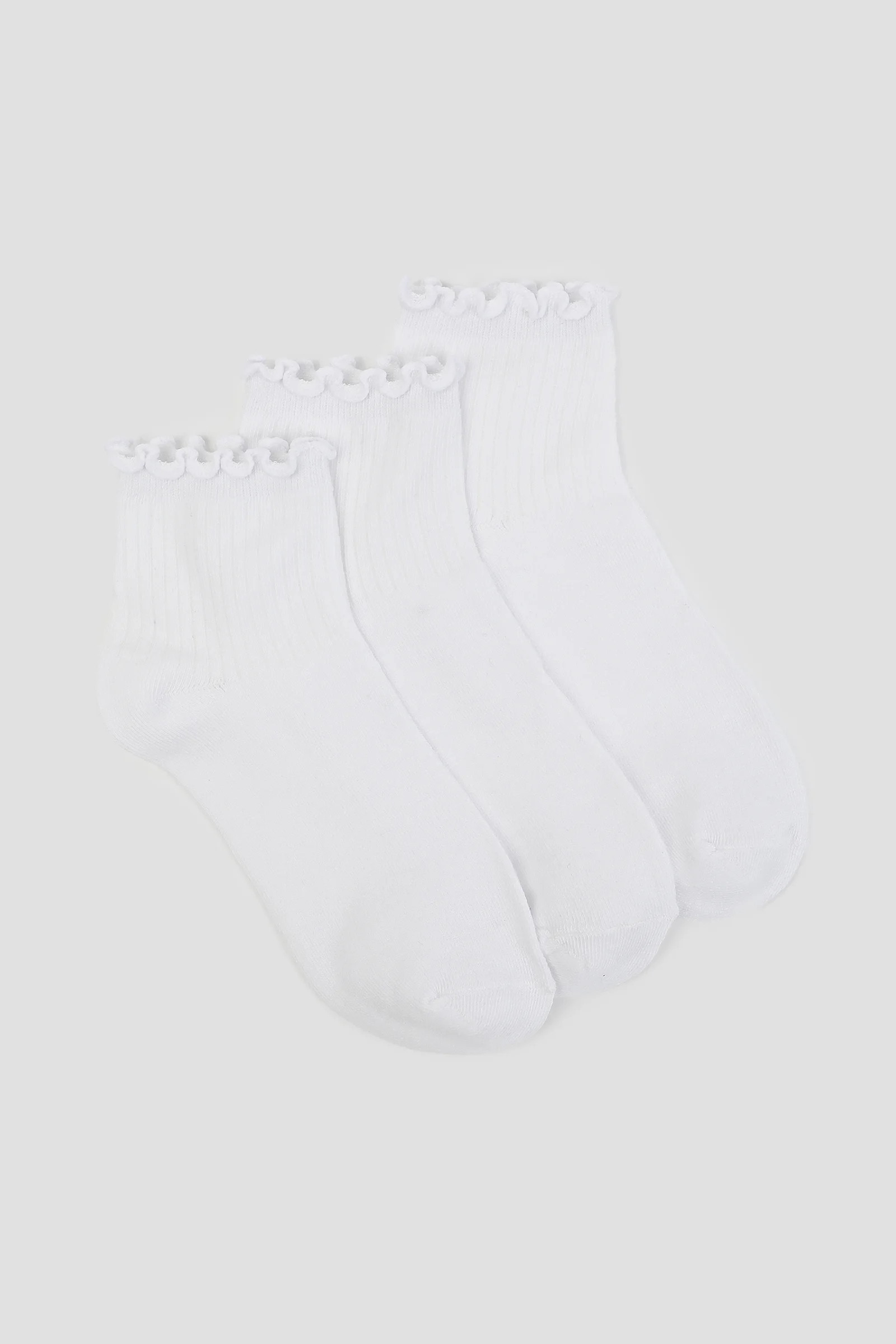 3-Pack Ruffled Edge Demi Crew Socks | Ardene