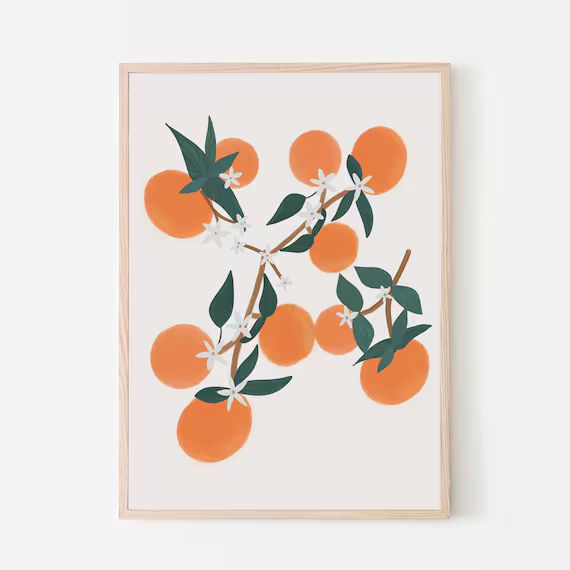 Orange Blooms Art Print With Light Cream Background  Citrus - Etsy | Etsy (US)
