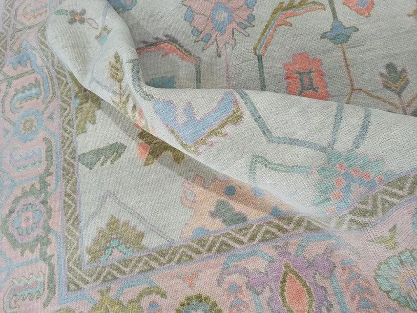 Handmade Knotted Oushak in Multi Colour Modern Oushak Carpet - Etsy | Etsy (US)
