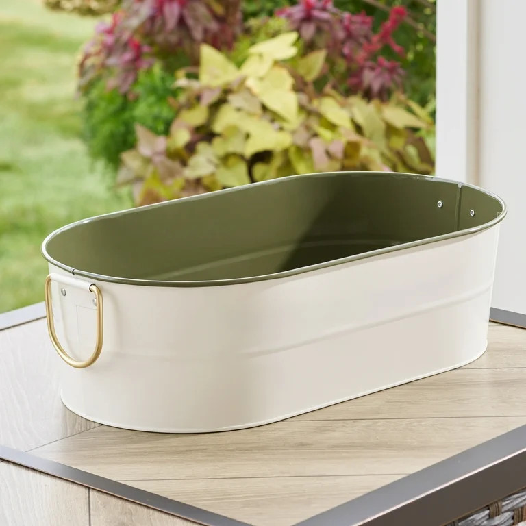 Better Homes & Gardens - 2-Tone Galvanized Oval Tub - Green - Walmart.com | Walmart (US)