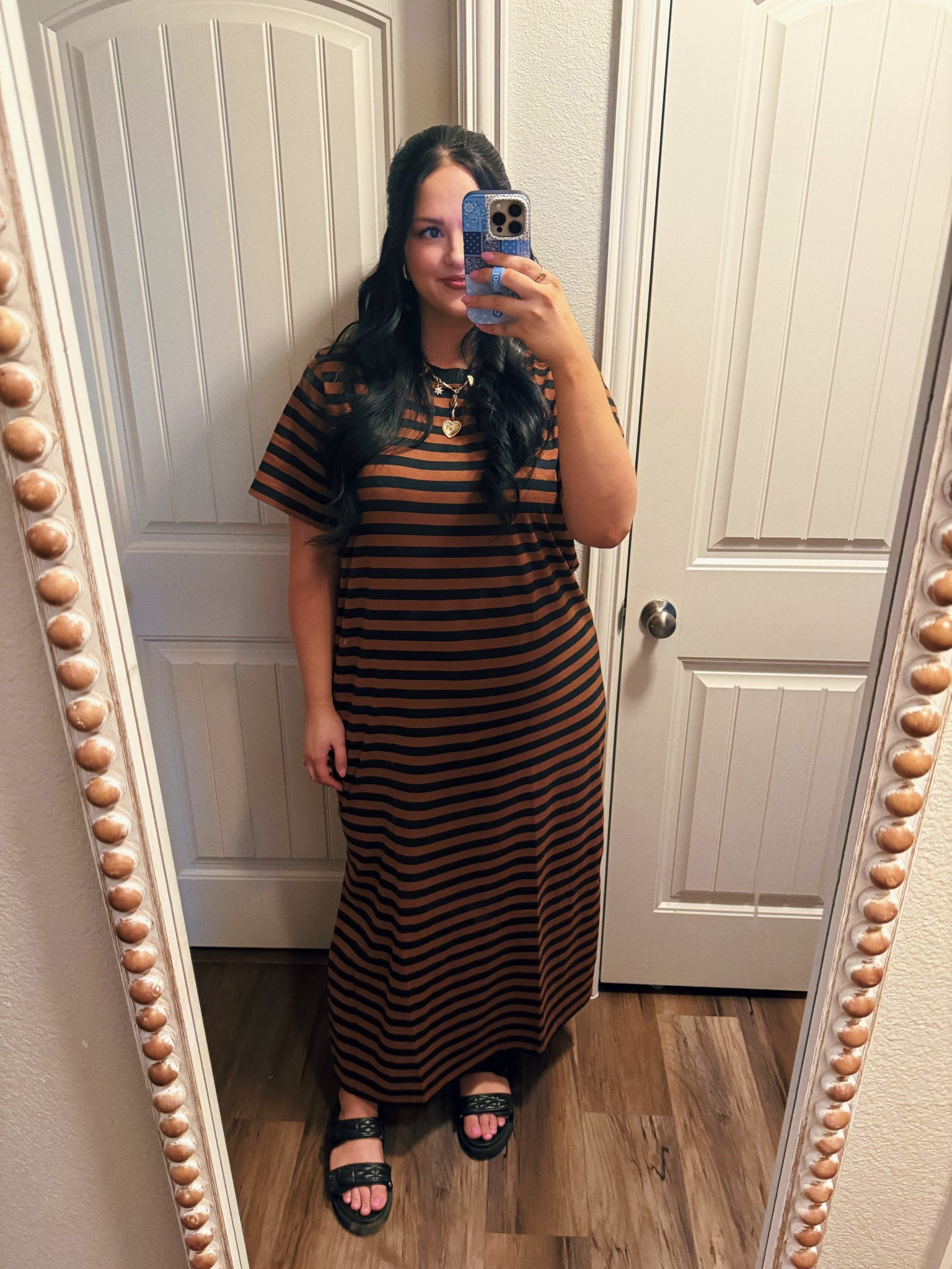 Old Navy striped crewneck PERFECT fall color scheme, wearing size XL. Has slits on both sides so really easy to walk in & breathable. Under $25!

#LTKMidsize #LTKFindsUnder50 #LTKStyleTip