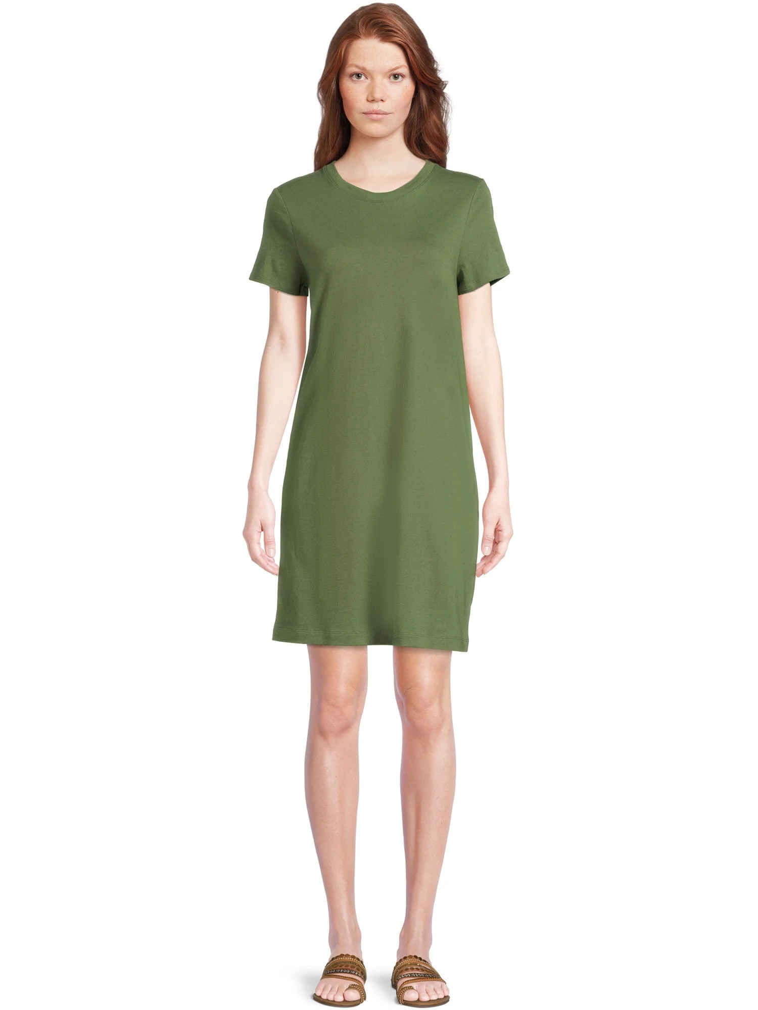 Time and Tru Women's T-Shirt Dress with Short Sleeves | Walmart (US)