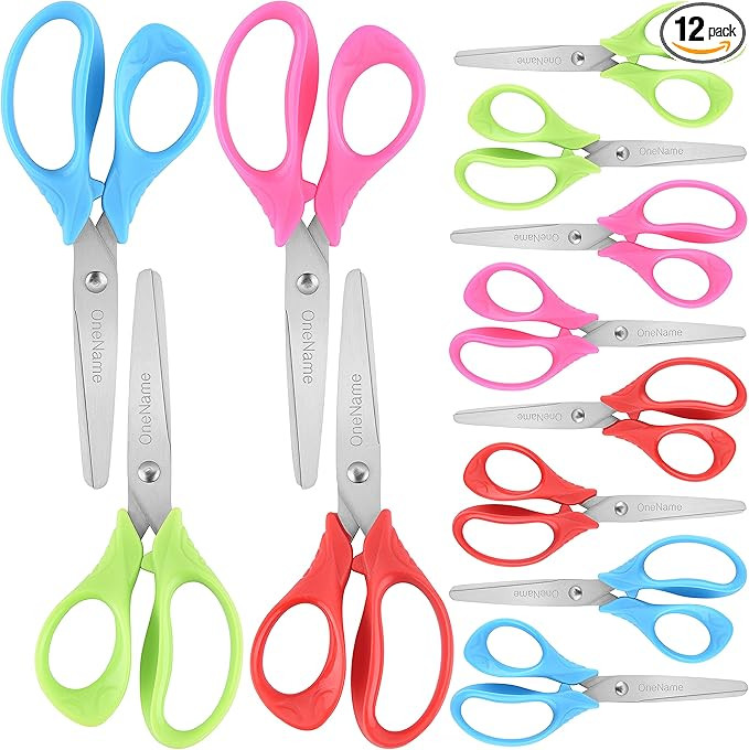 5" Kids Scissors,12 Pack Safety Children Scissors,Stainless Steel Blades Comfort-Grip Handles Sma... | Amazon (US)