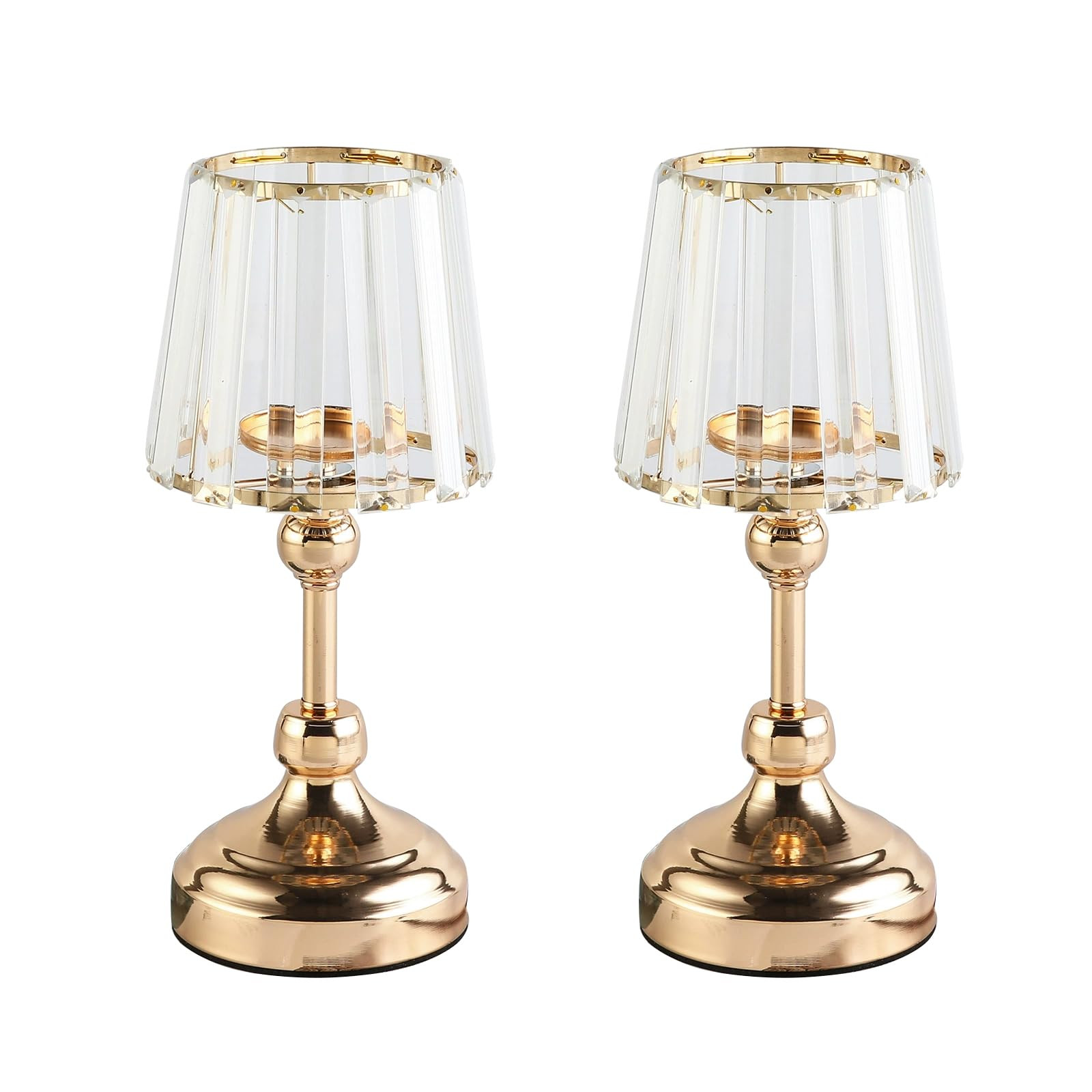 2PCS Crystal Candle Holders 11 Inch - Glistening Candle Holders Decor with Sturdy Base, Elegant Stands for Wedding Decor, Party Centerpieces, Dining Table, Mantelpiece (11 inch) | Amazon (US)