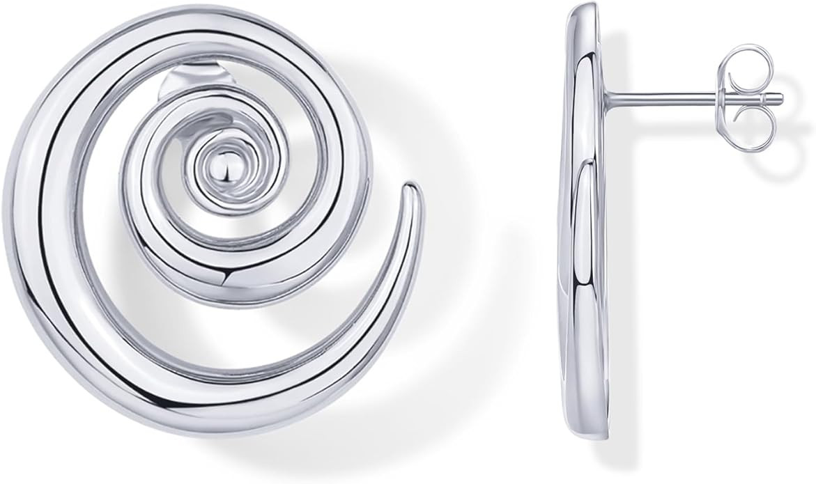 PAVOI 14K Gold Plated 925 Sterling Silver Posts Statement Spiral Stud Earrings for Women | Trendy... | Amazon (US)