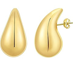 Teardrop Earrings Dupes for Women Gold/Silver Chunky Hoop Earring Dangle Water Drop Hypoallergeni... | Amazon (US)