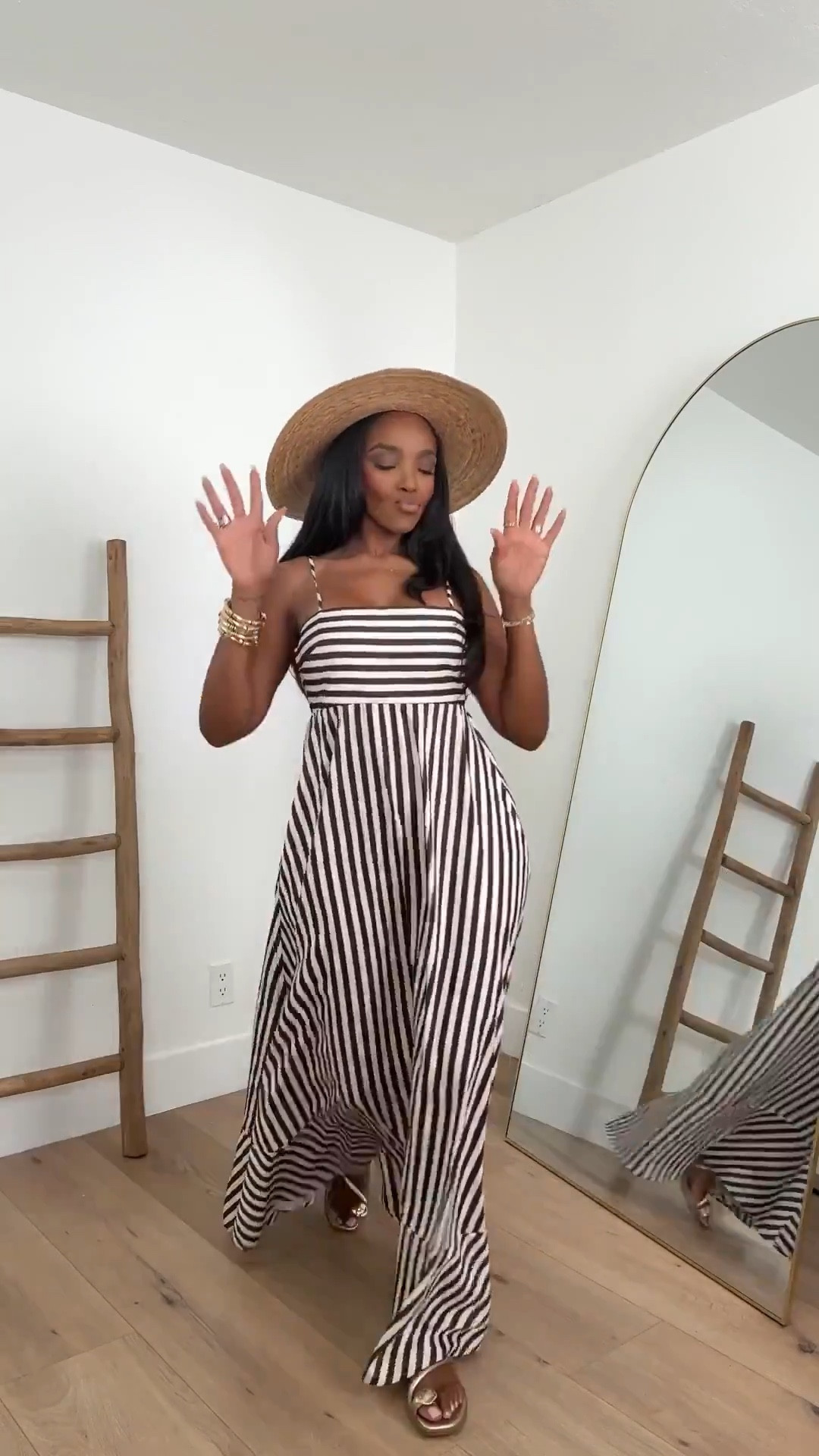 Scroll to shop this effortless vacation look 🤎

This striped flowy maxi is lightweight, flattering, and perfect for brunch, beach days, or a chic summer getaway.

📏 Measurements: 5’4”, 140 lbs, 34D bust, 27” waist, 40” hips

Follow me on Instagram and YouTube @kirasfashionfinds