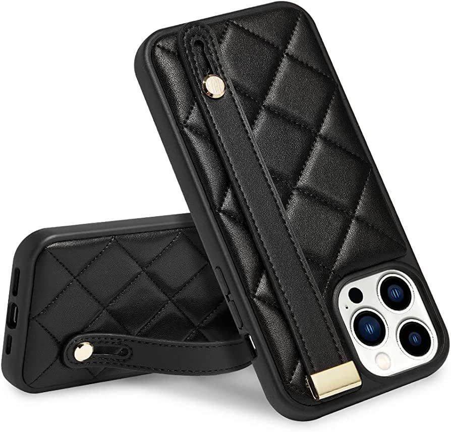 ZVE Designed for iPhone 13 Pro Max Kickstand Case, Quilted Leather Shockproof Case with Stand for... | Amazon (US)