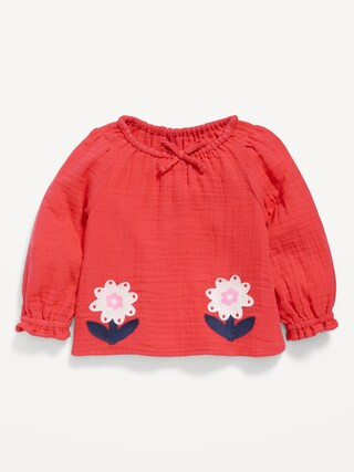 Long-Sleeve Embroidered Double-Weave Top for Baby | Old Navy (US)