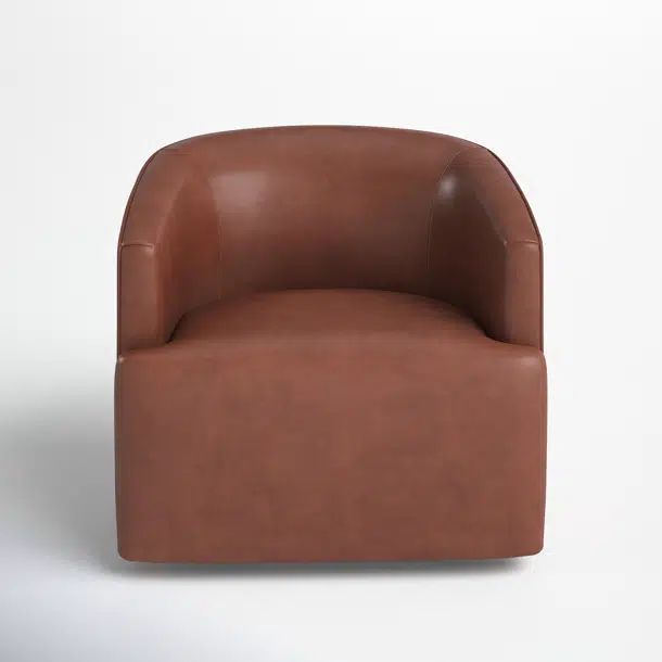 Winslow Genuine Leather Swivel Barrel Chair | Wayfair North America