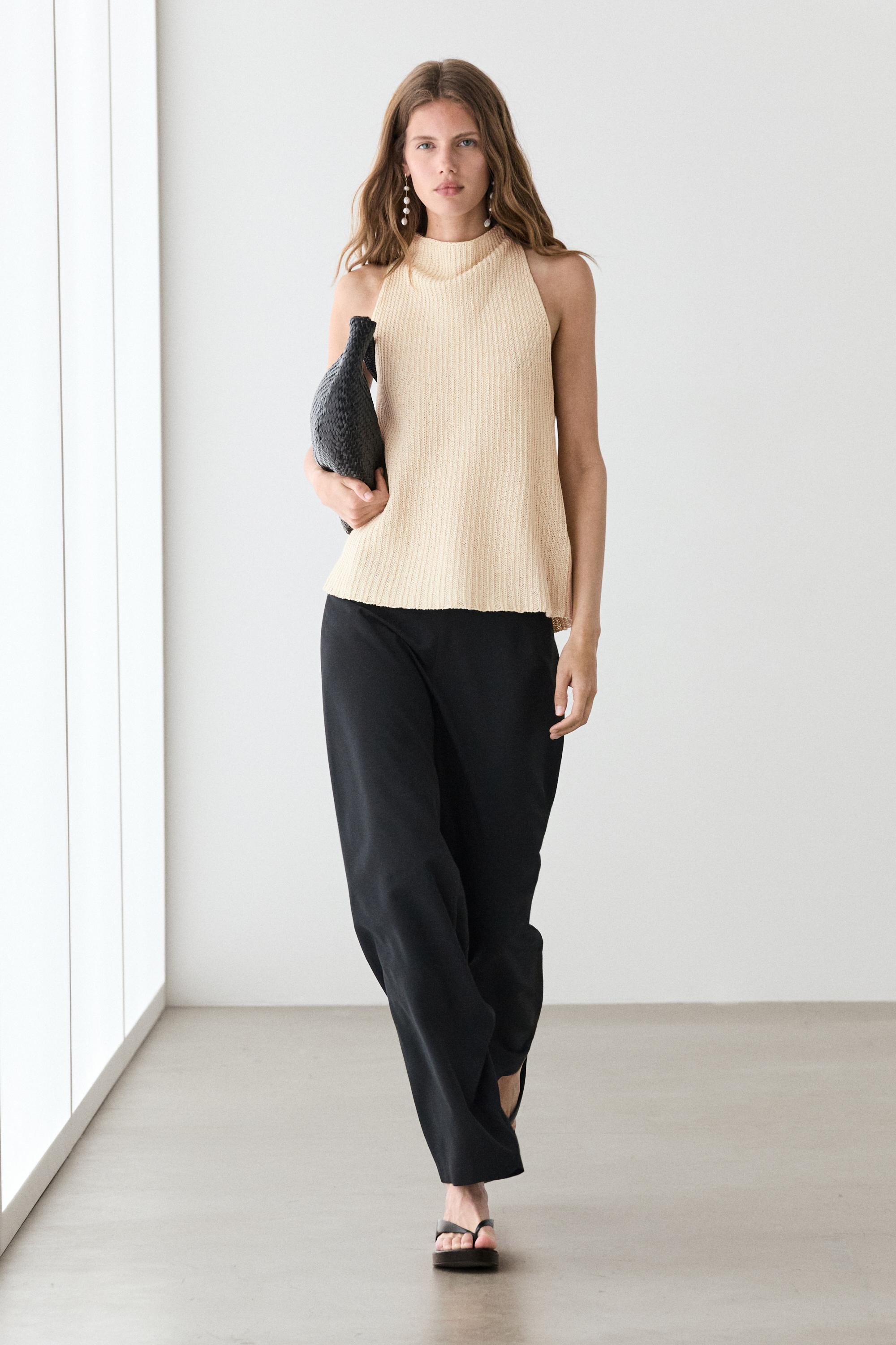 Linen blend knit top | Massimo Dutti US