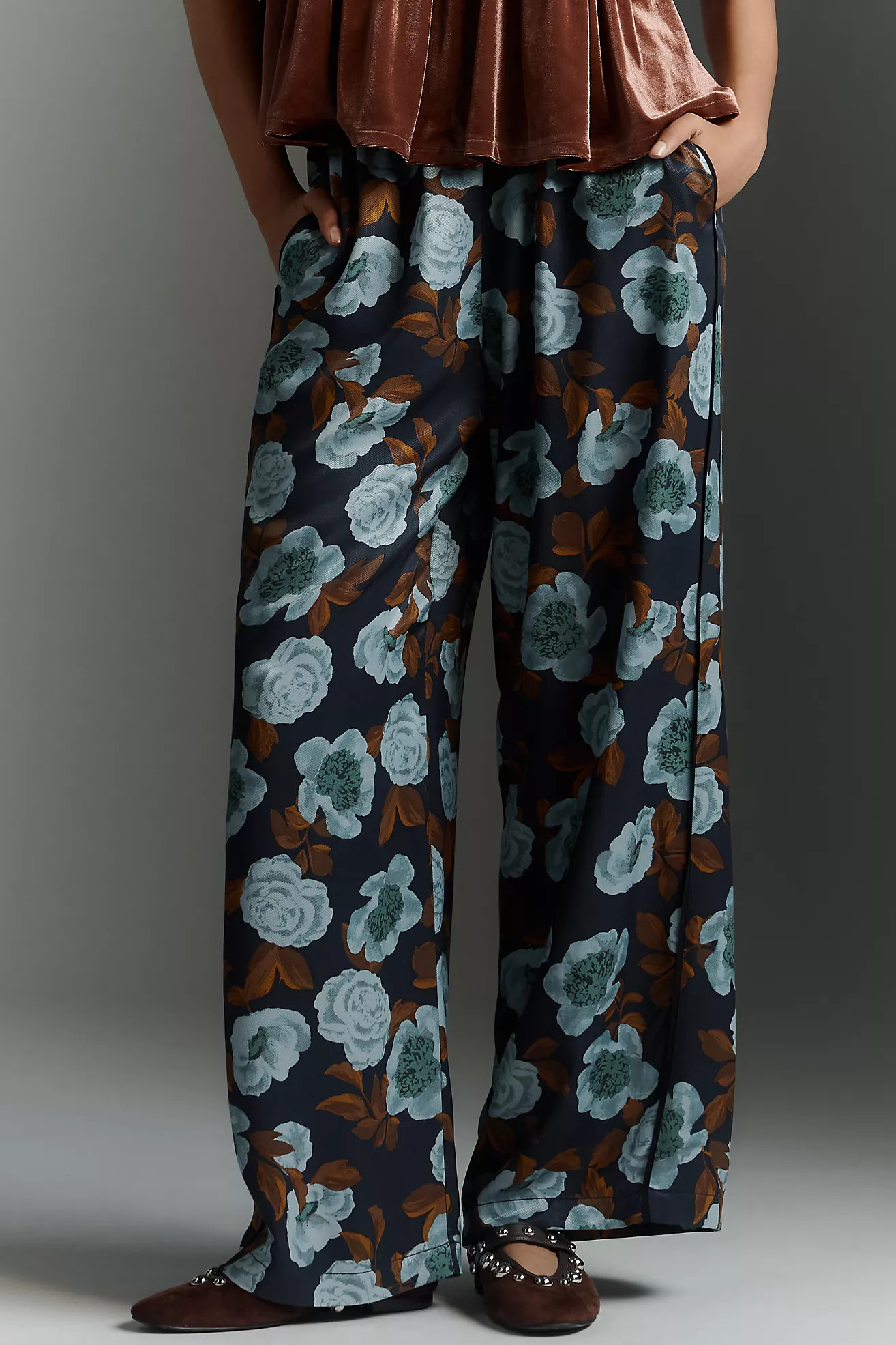 The Brooklin Printed Wide-Leg Pull-On Pants by Maeve | Anthropologie (US)