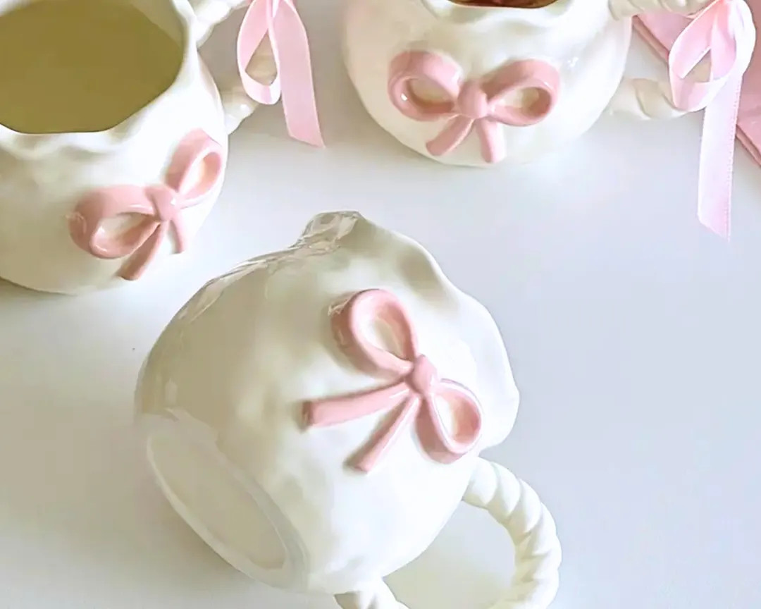 Bow Themed Ceramic Coffee Mug With Pink Bow 11.5oz Insulated Reusable Cup Dishwasher Microwave Sa... | Etsy (US)