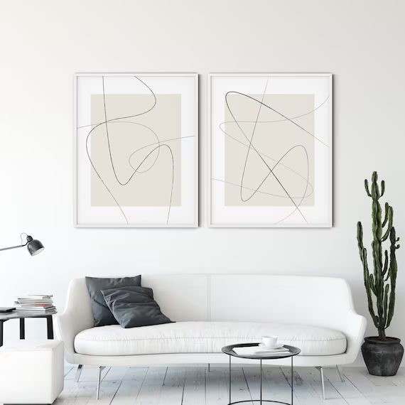 Set of Two Prints - Minimal Drawing - Minimalist Line Art - Continuous Line Drawing Wall Art - Se... | Etsy (US)