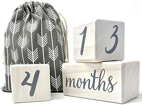 Natural Baby Milestone Blocks for Boy or Girl - Modern White Pine Wood with Weeks Months Years Gr... | Amazon (US)