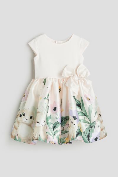 Flared-skirt Dress - Light powder pink/patterned - Kids | H&M US | H&M (US + CA)