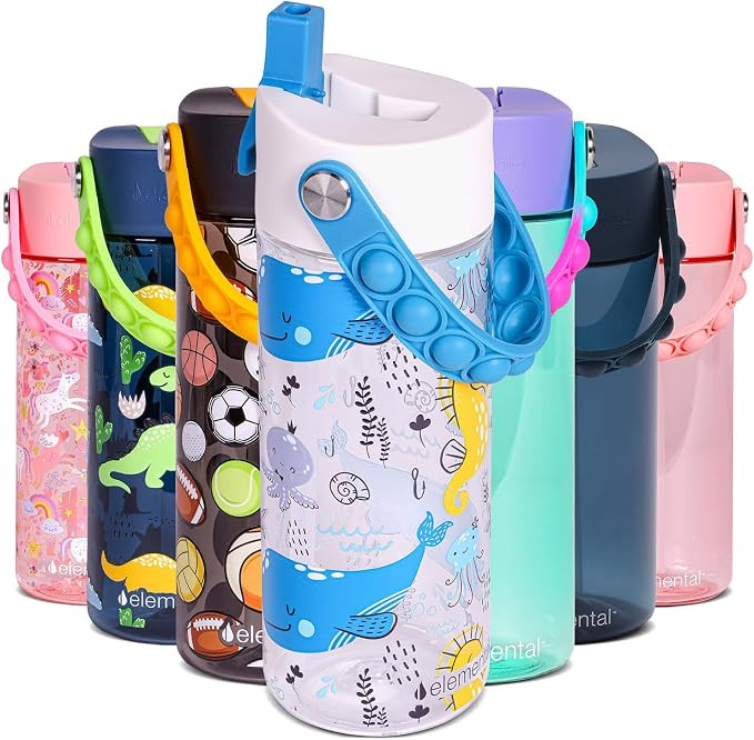 Elemental Water Bottles for Kids - Splash Kids Water Bottle for School with Pop-it Handle - BPA F... | Amazon (US)
