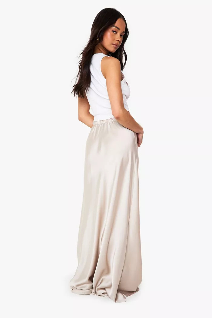 Satin Drawcord Maxi Slip Skirt | Boohoo.com (UK & IE)