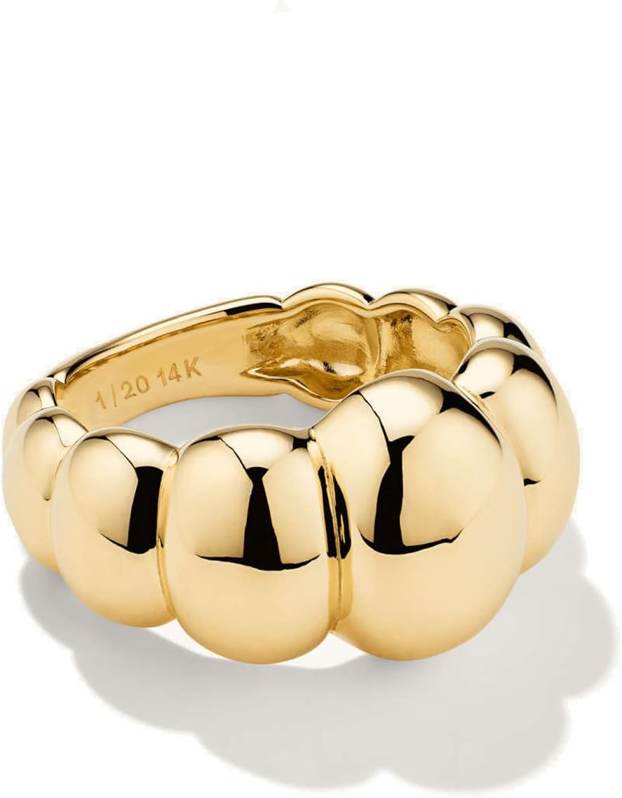 NOKMIT 14K Gold Filled Chunky Statement Rings, Stackable Band for Women | Amazon (US)
