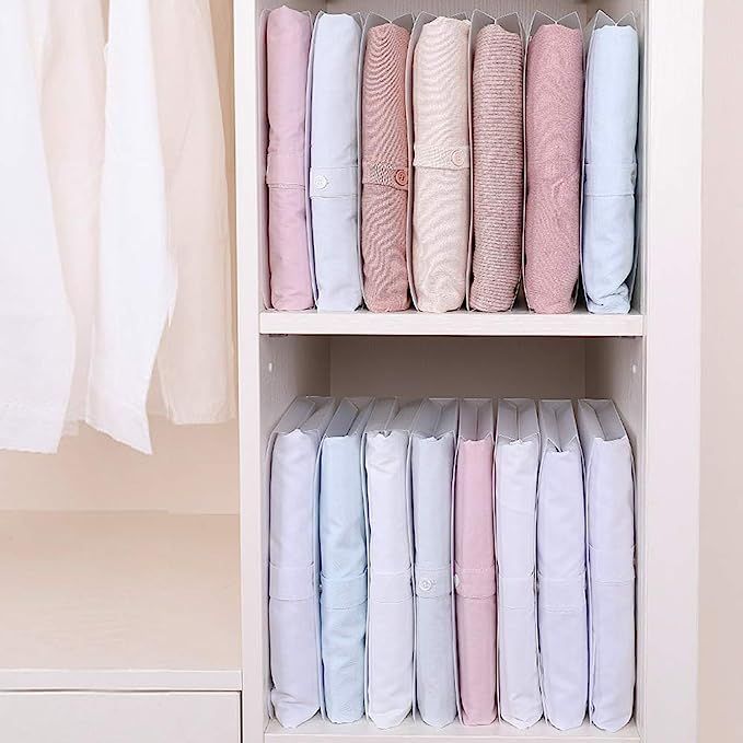 MEIC 5 Pcs Translucent Folding Board Closet Organizer Durable Plastic Laundry folders for T-Shirt... | Amazon (US)