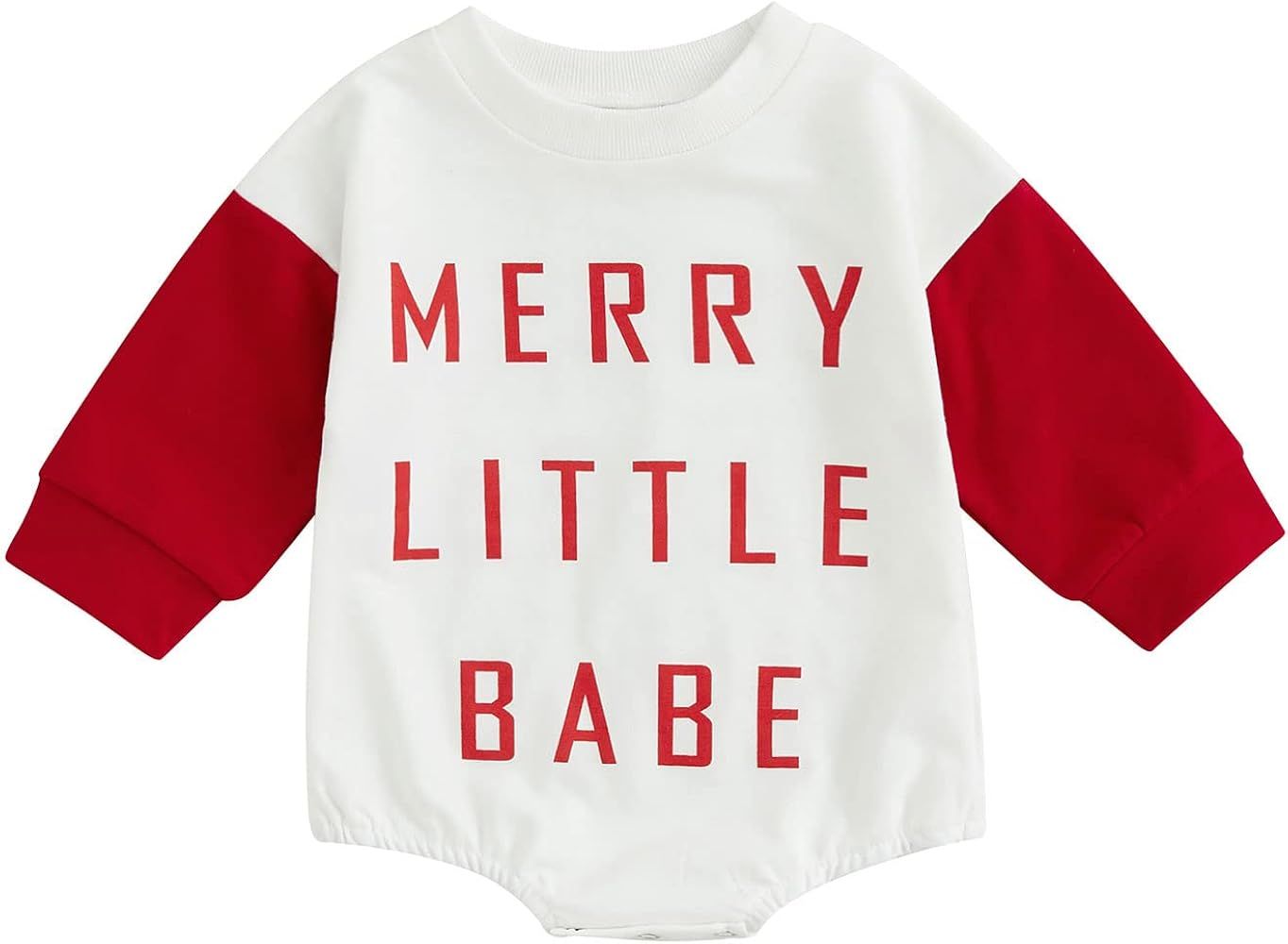 Baby Girls Boys Christmas Sweatshirt Romper Unisex Newborn Infant Jumpsuits Letter Print Crewneck Lo | Amazon (US)