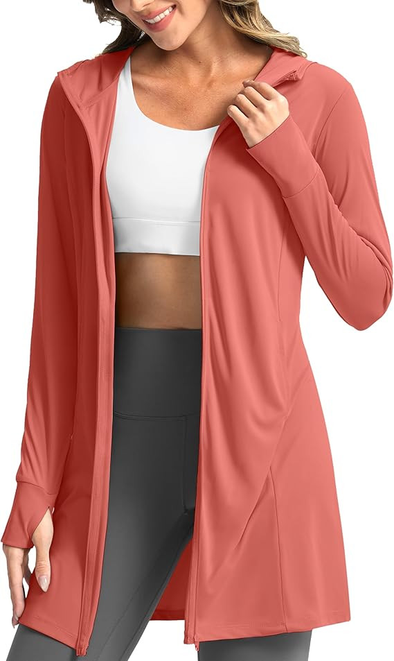 Soothfeel Women's UPF 50+ Swim Cover Up Sun Protection Hoodie SPF Lightweight Jacket Long Sleeve ... | Amazon (US)