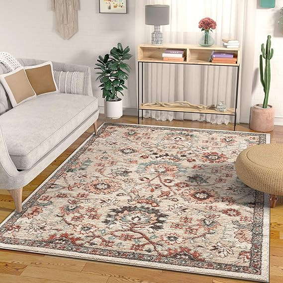 Well Woven Mystic Harper Blush Bohemian Floral 5'3" x 7'3" Distressed Area Rug | Amazon (US)